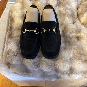Gucci Women's Classic Black Suede Loafers iconic Horsebit fittings